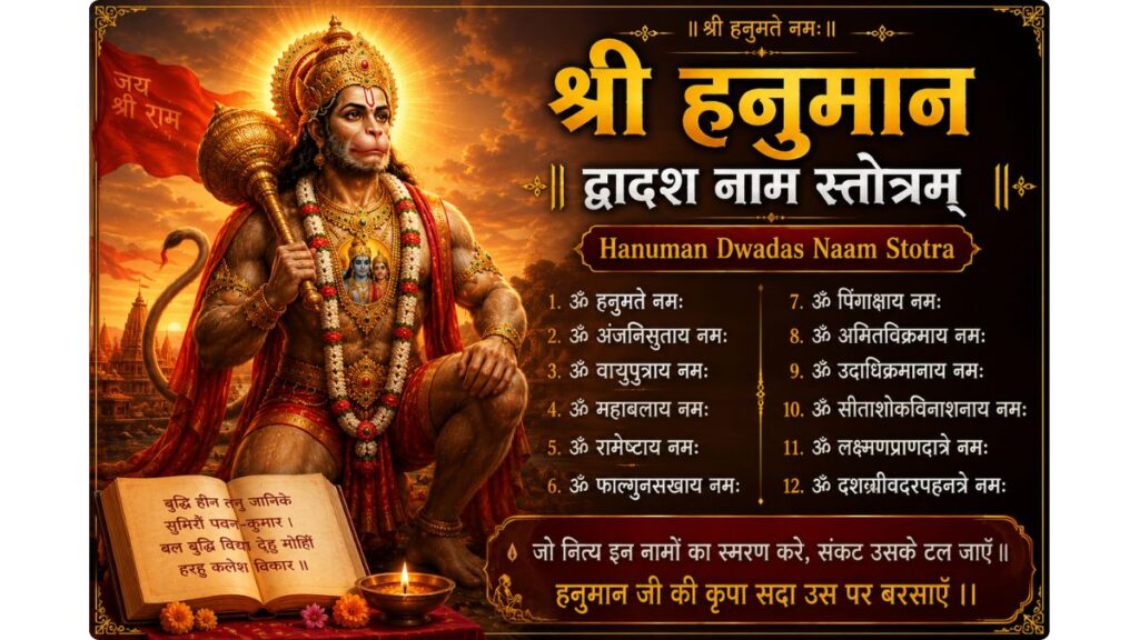 श्री हनुमान द्वादश नाम स्तोत्रम् Hanuman Dwadas Naam Stotra