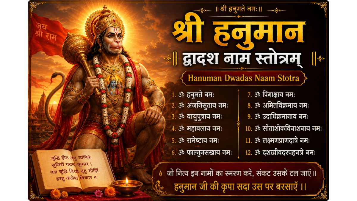 श्री हनुमान द्वादश नाम स्तोत्रम् Hanuman Dwadas Naam Stotra