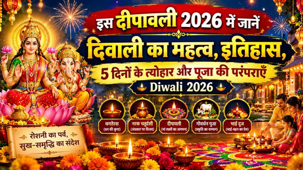 इस दीपावली 2026 में जानें दिवाली का महत्व, इतिहास, 5 दिनों के त्योहार और पूजा की परंपराएँ Diwali 2026