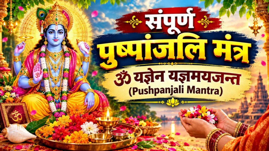 संपूर्ण पुष्पांजलि मंत्र - ॐ यज्ञेन यज्ञमयजन्त (Pushpanjali Mantra)