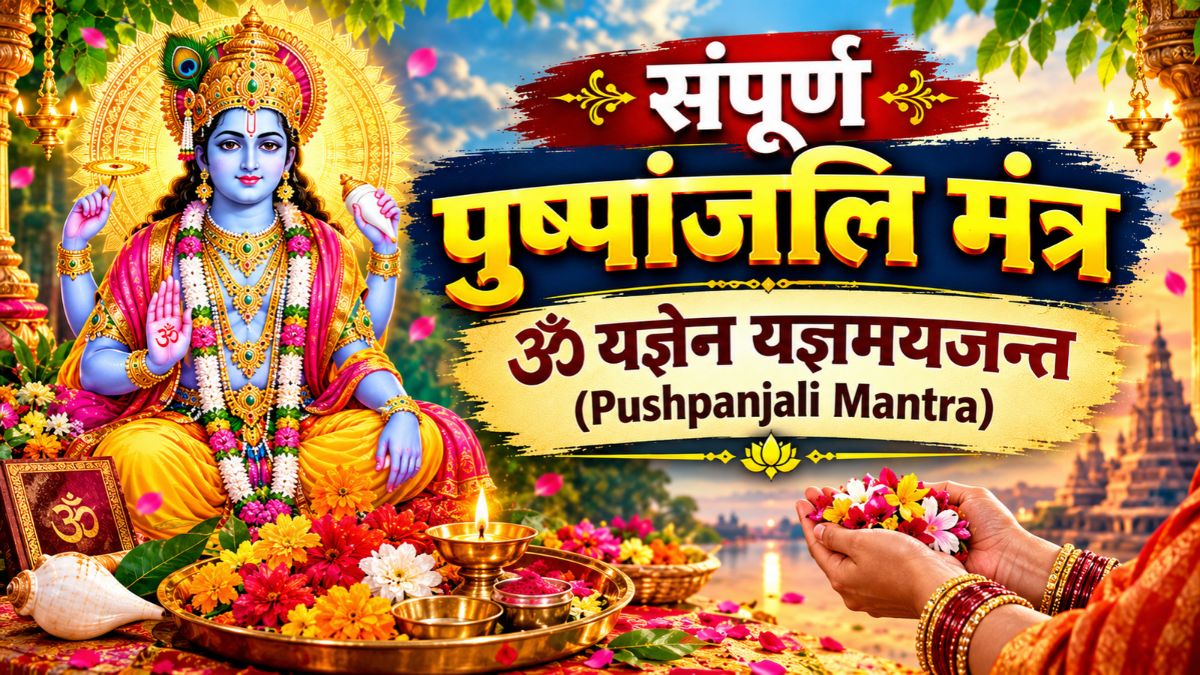 संपूर्ण पुष्पांजलि मंत्र - ॐ यज्ञेन यज्ञमयजन्त (Pushpanjali Mantra)